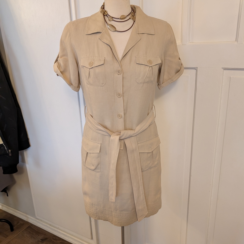 Banana Republic Khaki Belted Shirt Dress